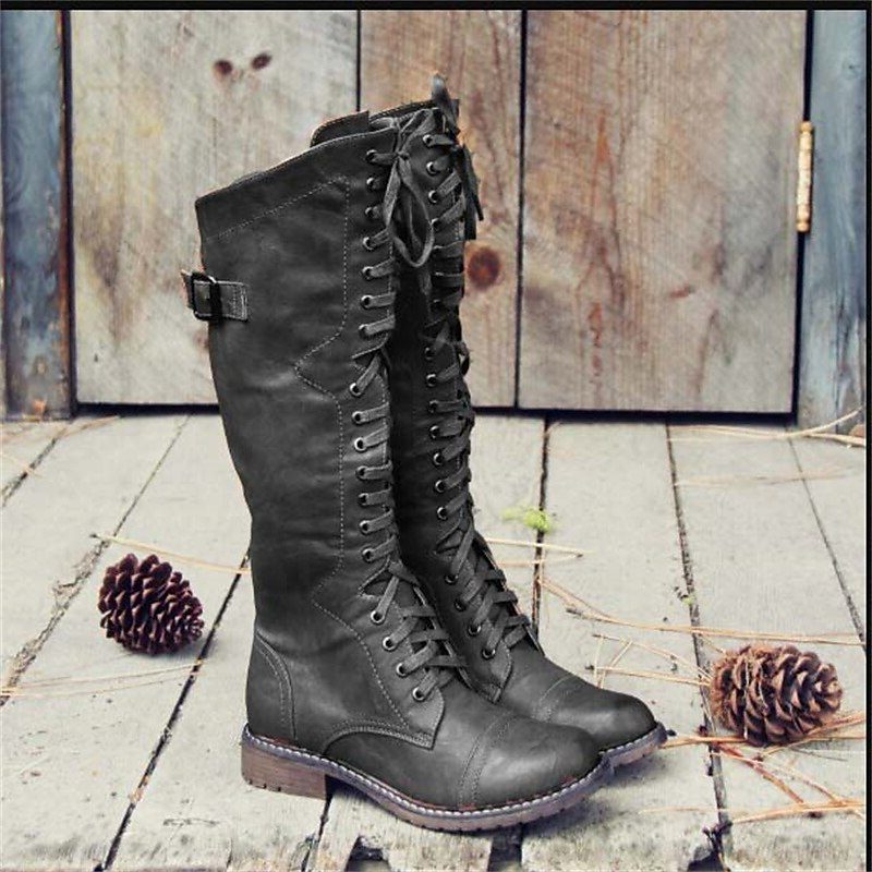 Aina | Leather Lace-Up Tall Boots for Women