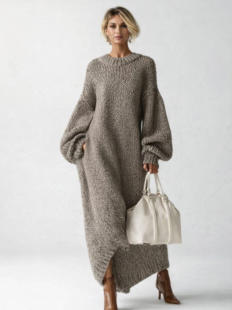 Alianna | Oversized Chunky Knit Maxi Sweater Dress for Women