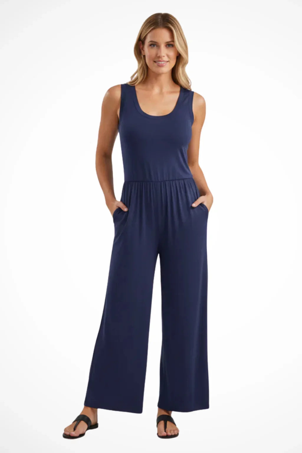 Alice | Women's Sleeveless Wide Leg Jumpsuit with Round Neck