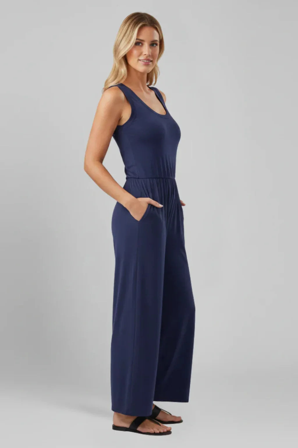 Alice | Women's Sleeveless Wide Leg Jumpsuit with Round Neck