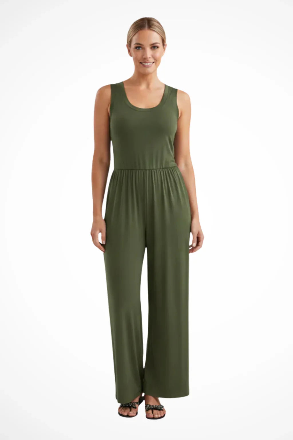 Alice | Women's Sleeveless Wide Leg Jumpsuit with Round Neck