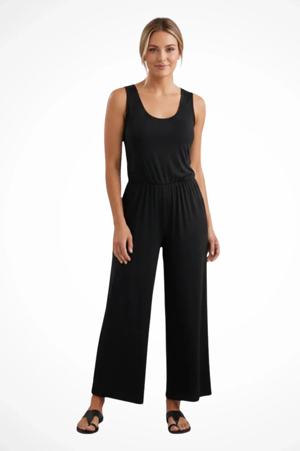 Alice | Women's Sleeveless Wide Leg Jumpsuit with Round Neck