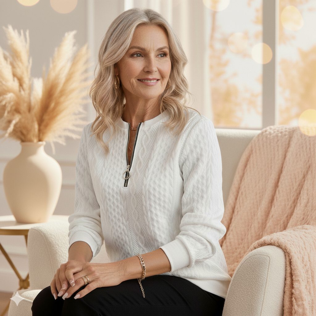 Aline | Cable Knit Half-Zip Sweater for Women