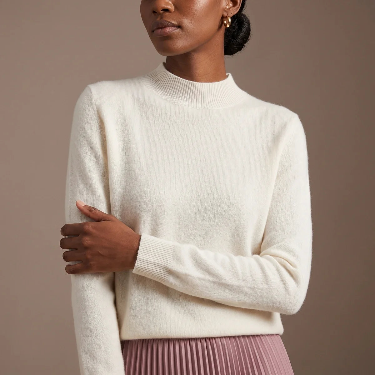 Alma Cashmere Mock Neck Sweater