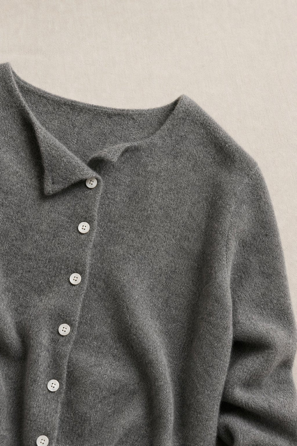 Amélise | Womens Asymmetric Button Cashmere Blend Sweater | Long Sleeves, Soft Knit | Khaki, Pink and More XS-3XL