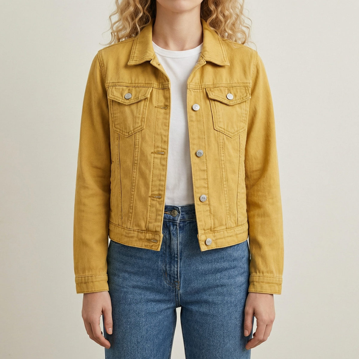 Ambretta | Denim Cropped Jacket with Lapel Collar for Women