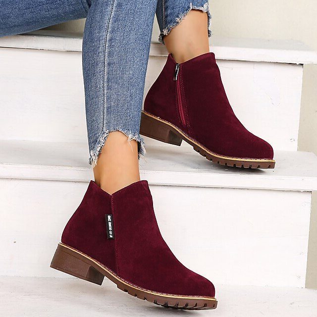 Amélie | Block Heel Ankle Boots with Side Zip and Round Toe for Women