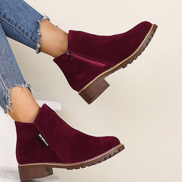 Amélie | Block Heel Ankle Boots with Side Zip and Round Toe for Women