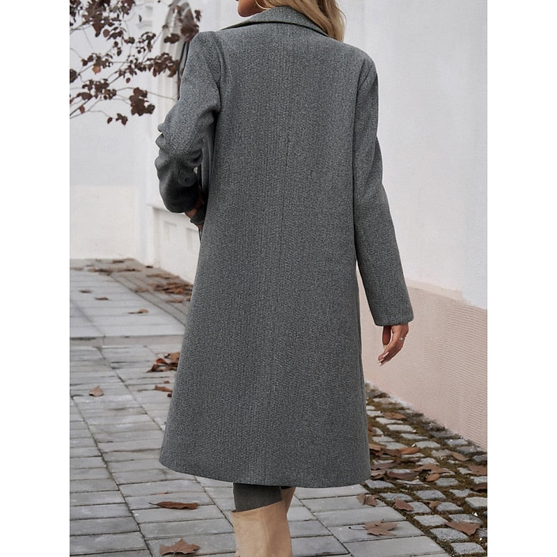 Long Women's Coat with Down Filling and Button Front | Breathable Fabric, Pockets | For Winter | Size S-XL