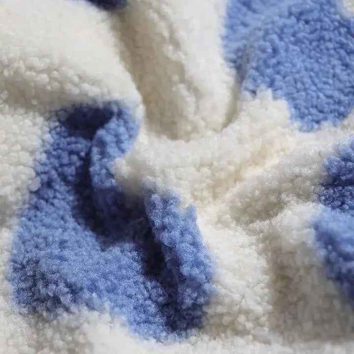 Aneira | Heart Print Padded Fleece Jacket for Women