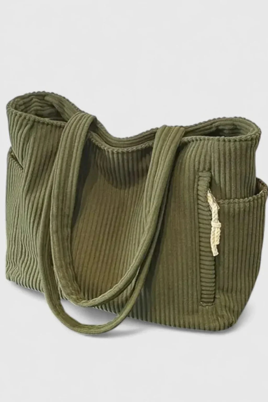 Anna | Women's Corduroy Tote Bag with Patch Pockets and Zip Closure