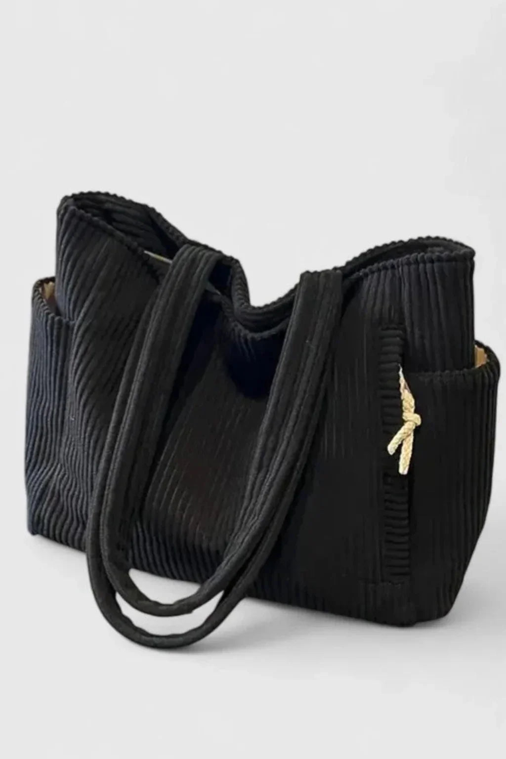 Anna | Women's Corduroy Tote Bag with Patch Pockets and Zip Closure