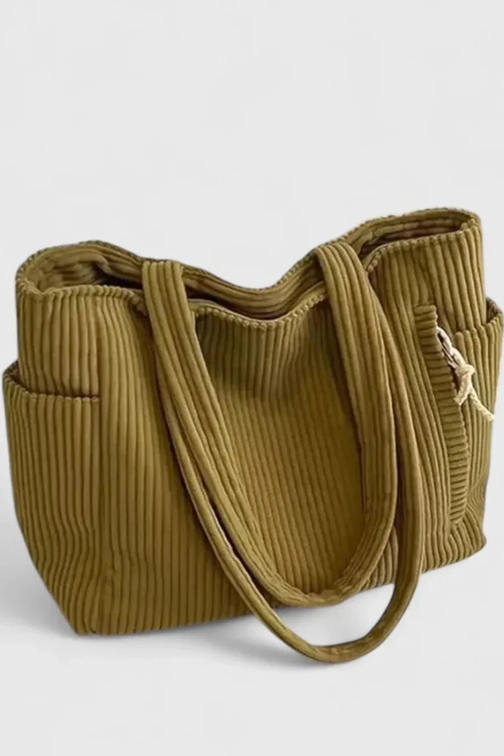 Anna | Women's Corduroy Tote Bag with Patch Pockets and Zip Closure