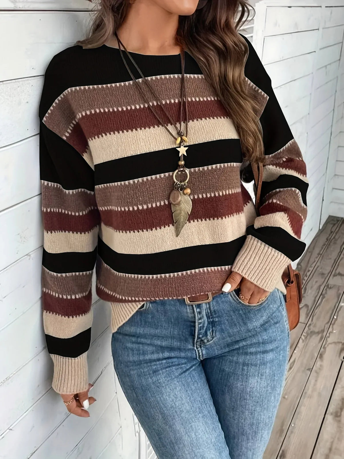 Anneliese | Women's Cozy Striped Round-Neck Sweater