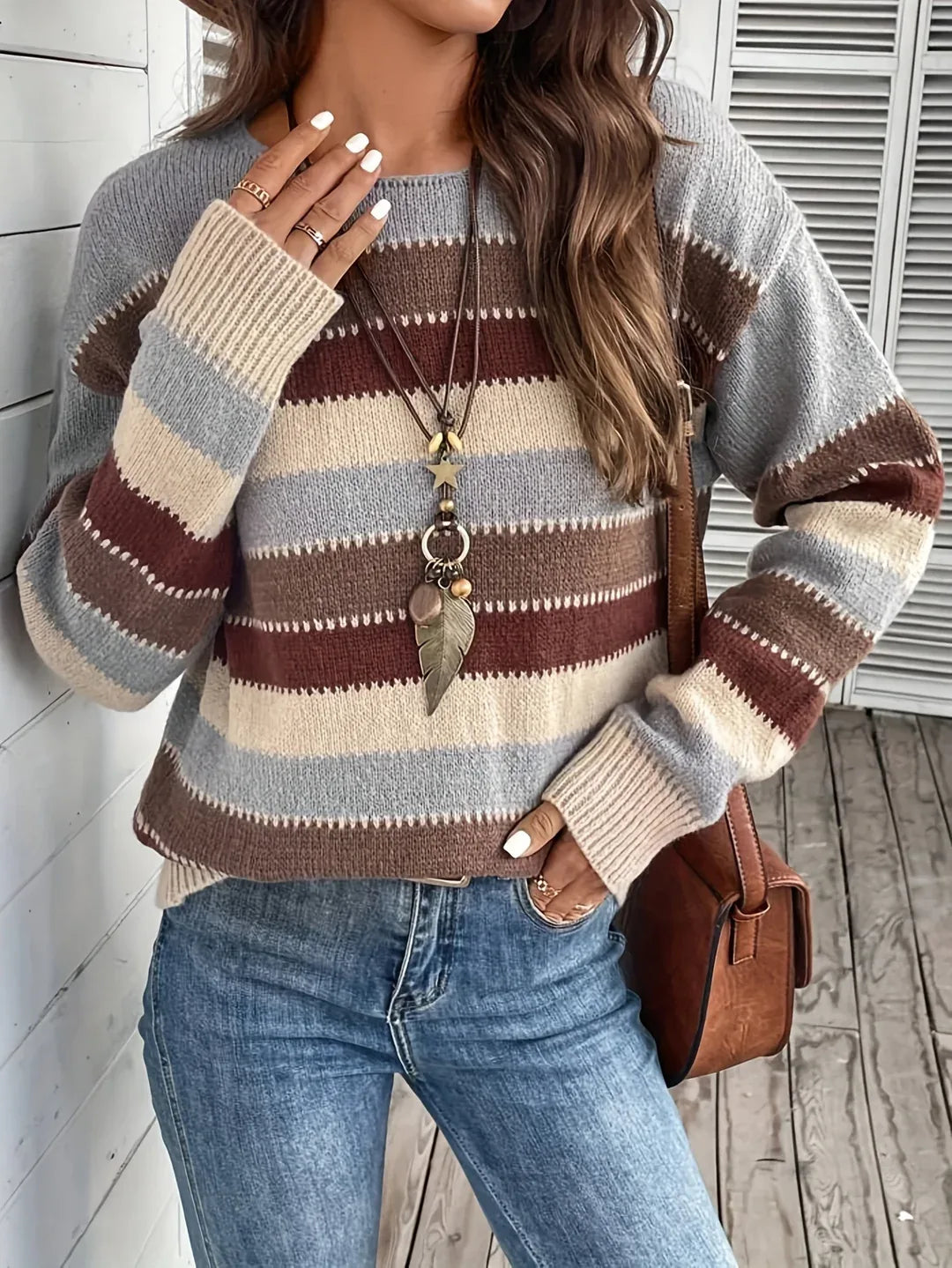 Anneliese | Women's Cozy Striped Round-Neck Sweater