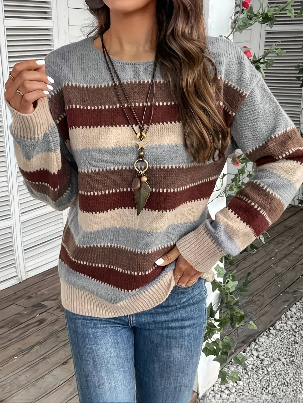 Anneliese | Women's Cozy Striped Round-Neck Sweater