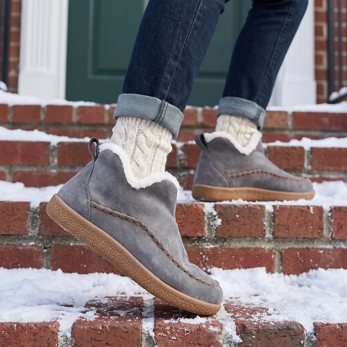 Annora Suede Faux Fur Lined Bootie Slippers
