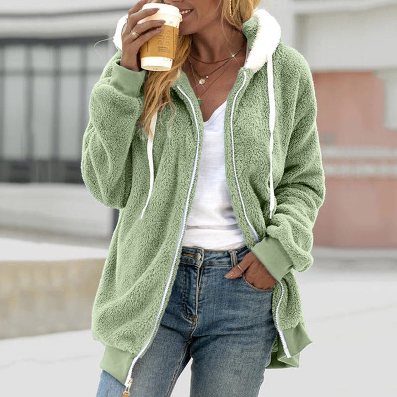Anthea | Fleece Hooded Longline Jacket for Women