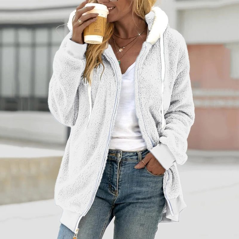 Anthea | Fleece Hooded Longline Jacket for Women