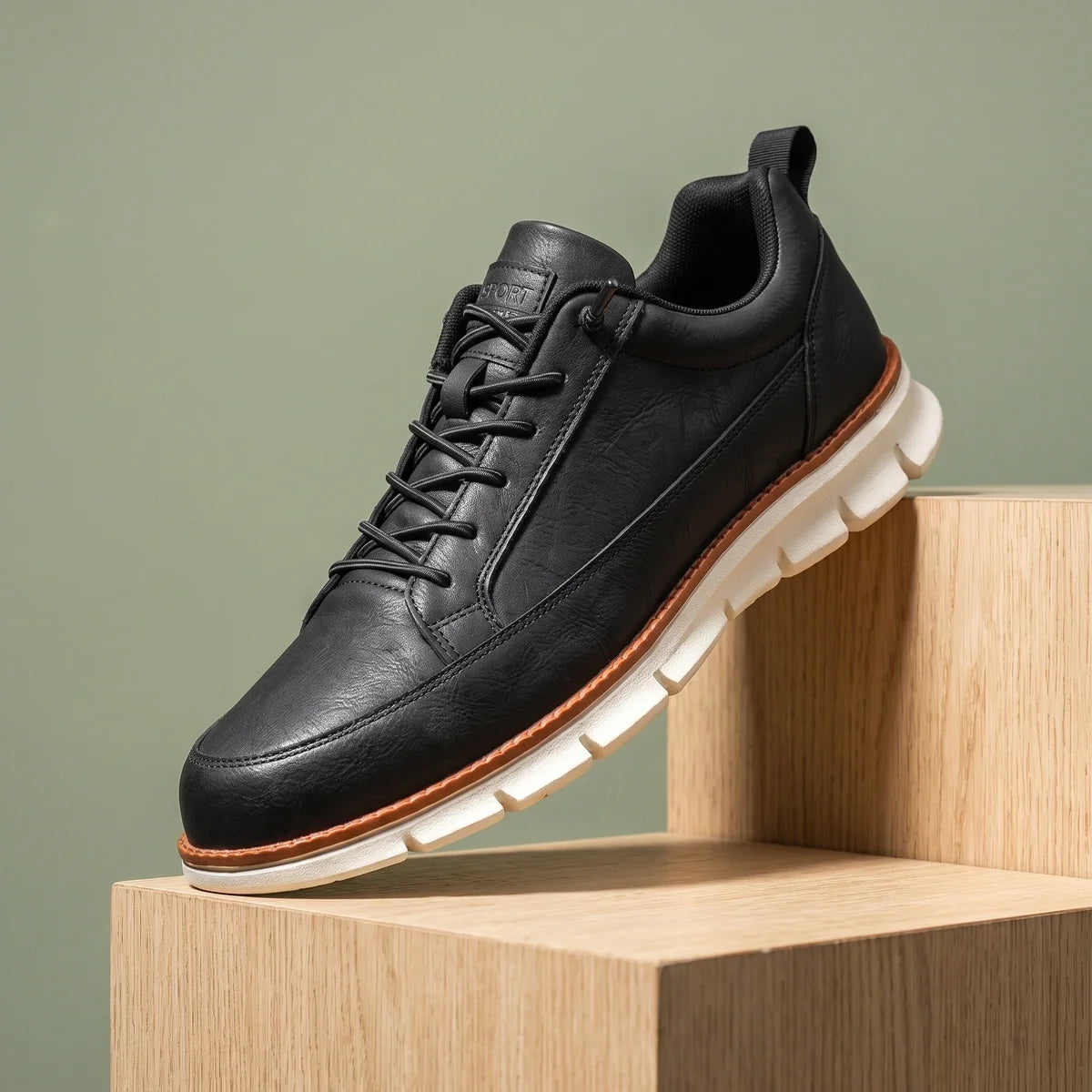 Anton Genuine Leather Cushioned Walking Sneakers