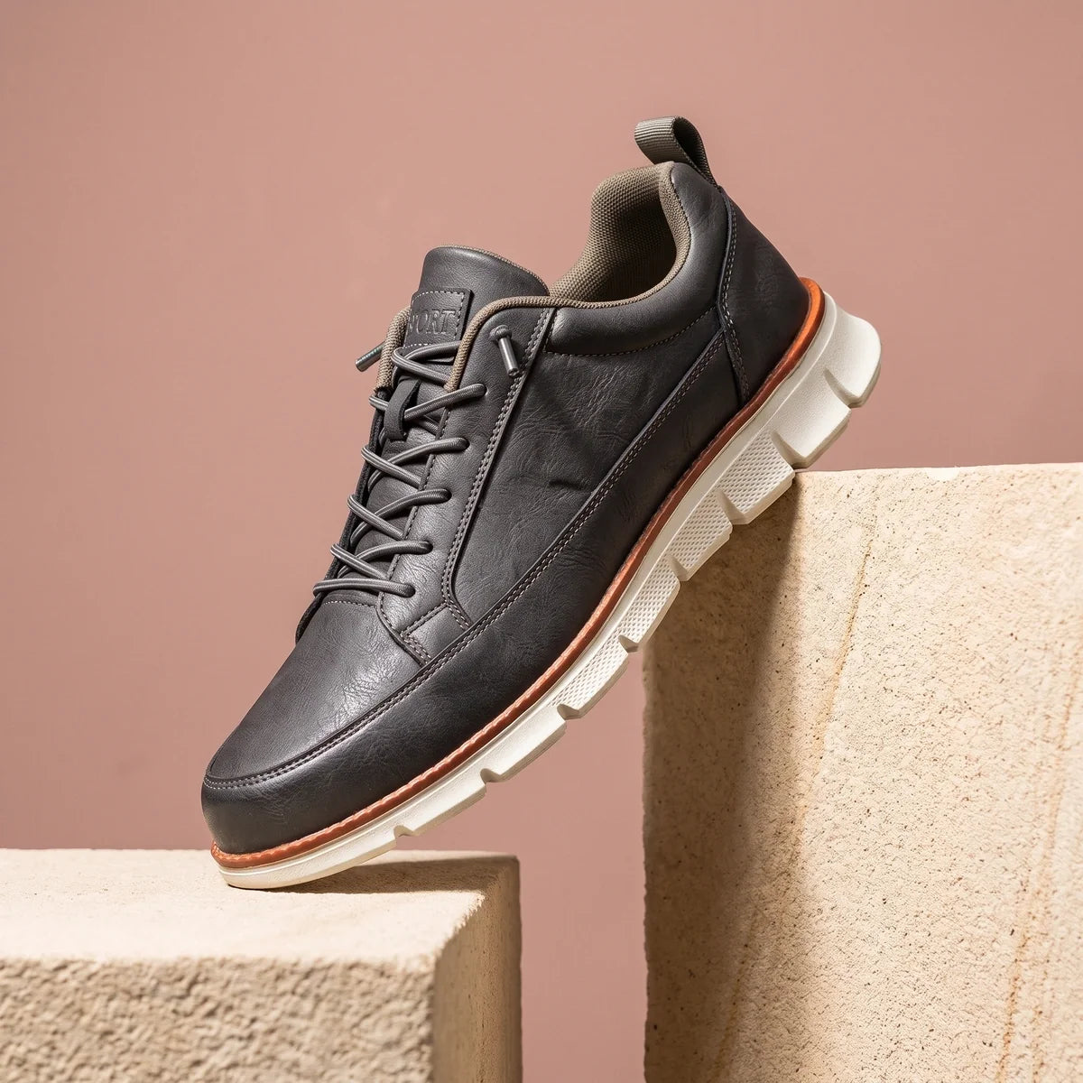 Anton Genuine Leather Cushioned Walking Sneakers