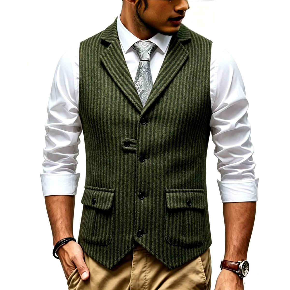 Antonio - Men's Pinstripe Tailored Vest