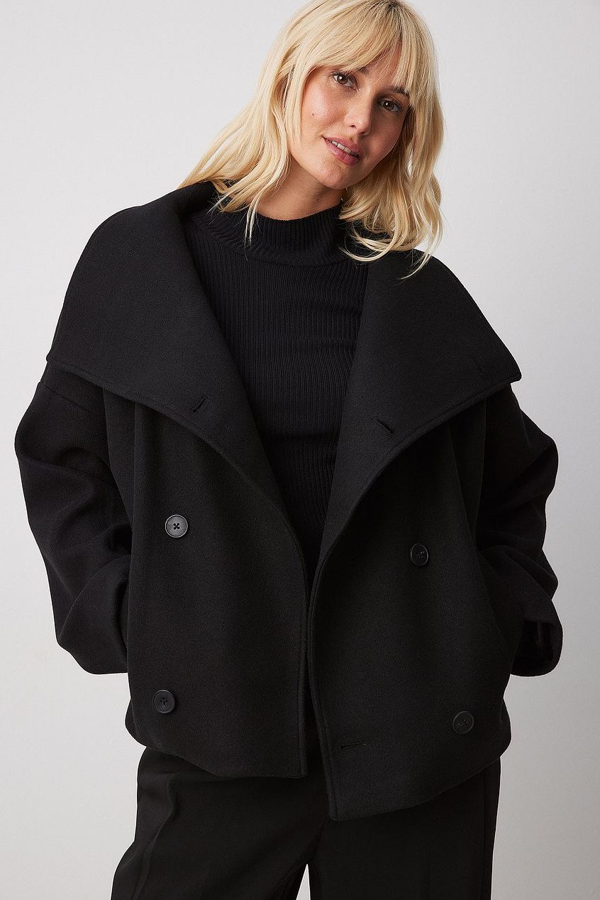 Anya | Cropped Double-Breasted Trench Coat with Wide Lapel for Women