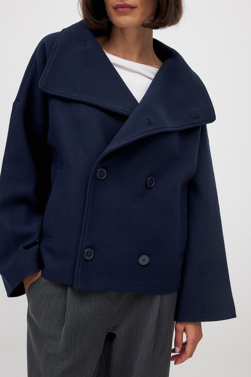 Anya | Cropped Double-Breasted Trench Coat with Wide Lapel for Women