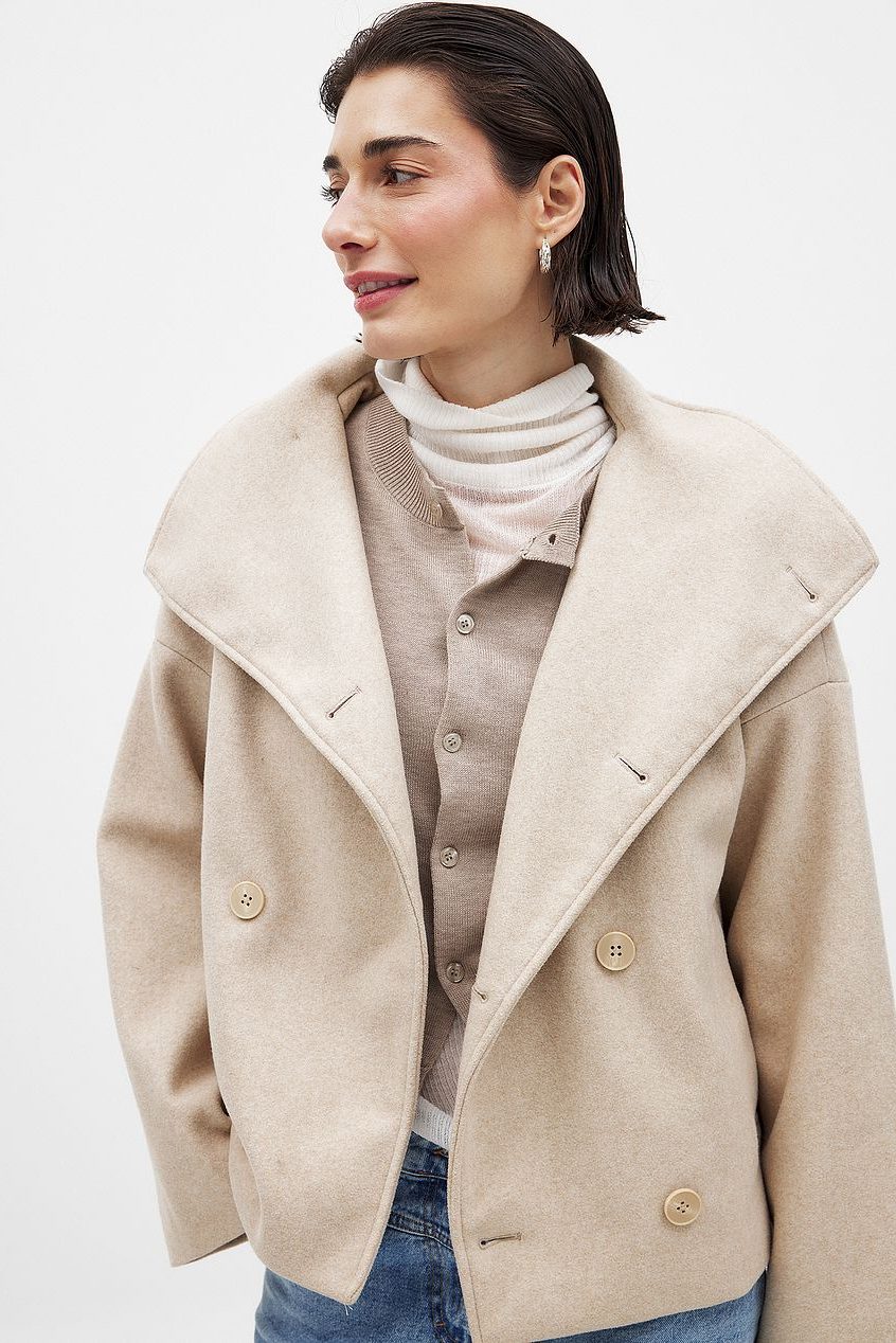 Anya | Cropped Double-Breasted Trench Coat with Wide Lapel for Women