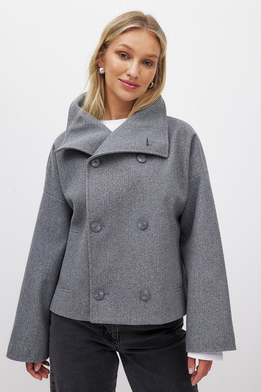 Anya | Cropped Double-Breasted Trench Coat with Wide Lapel for Women