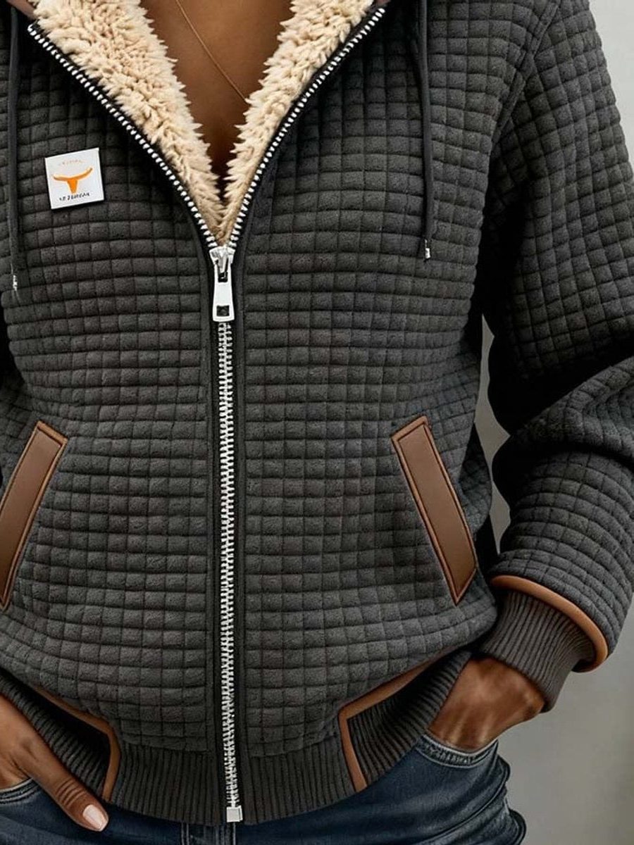 Aphrodite | Quilted Jacket with Hood and Sherpa Lining for Women