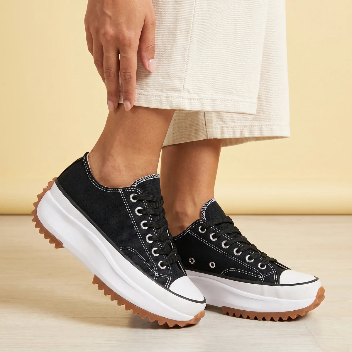 Arlette Canvas Lace Up Platform Sneakers
