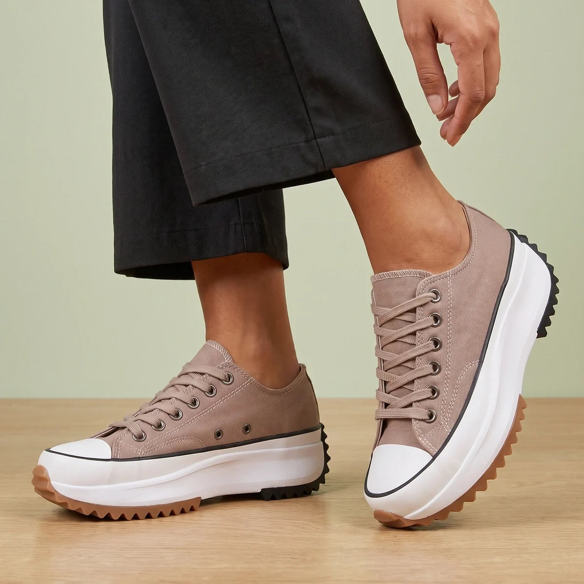 Arlette Canvas Lace Up Platform Sneakers
