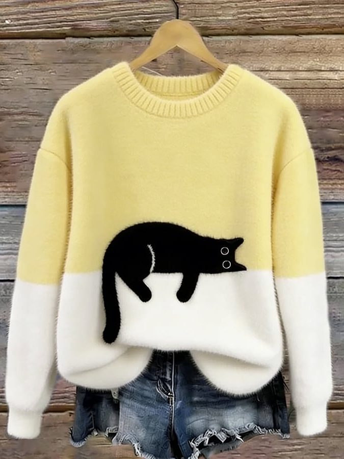 Arnelle | Casual Knit Sweater with Cat Detail for Women