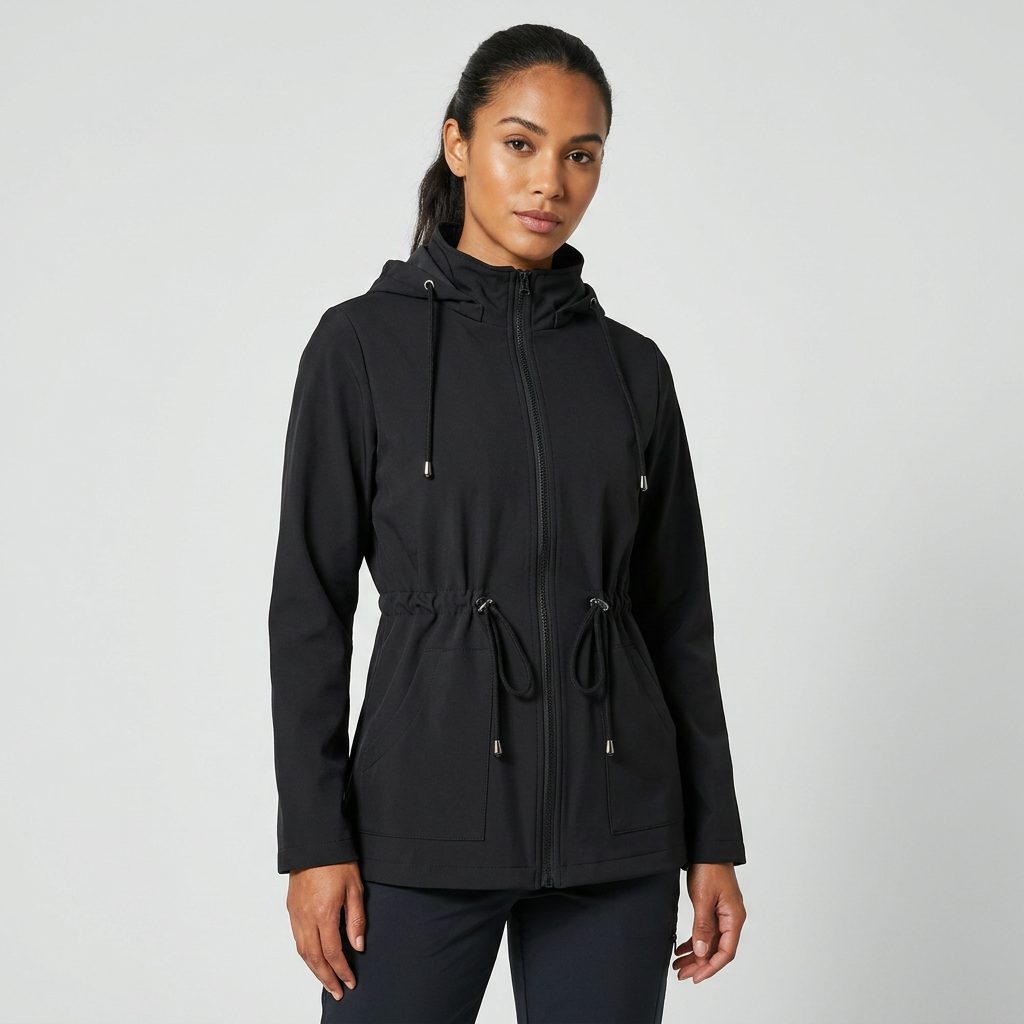 Arwa | Hooded Zip-Up Jacket with Drawstring Waist for Women