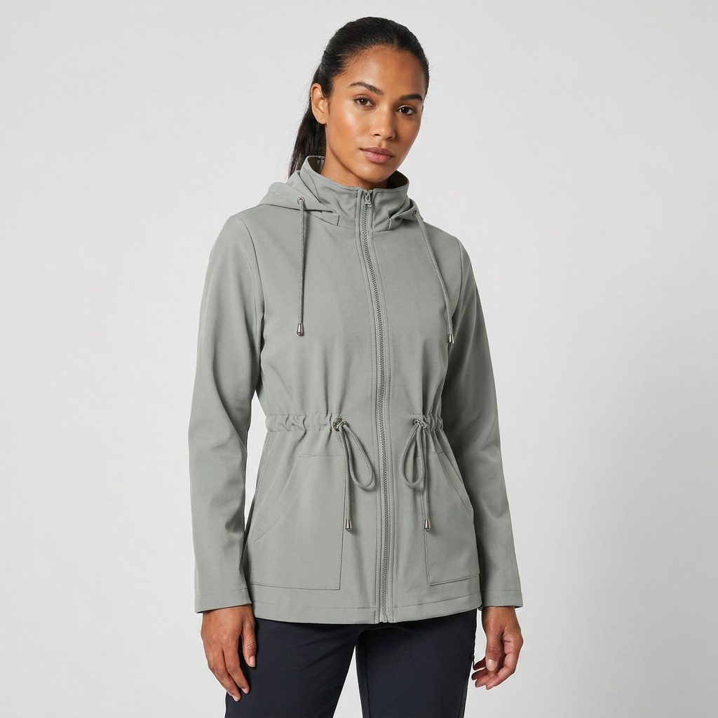 Arwa | Hooded Zip-Up Jacket with Drawstring Waist for Women
