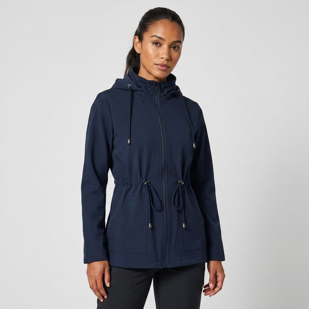 Arwa | Hooded Zip-Up Jacket with Drawstring Waist for Women