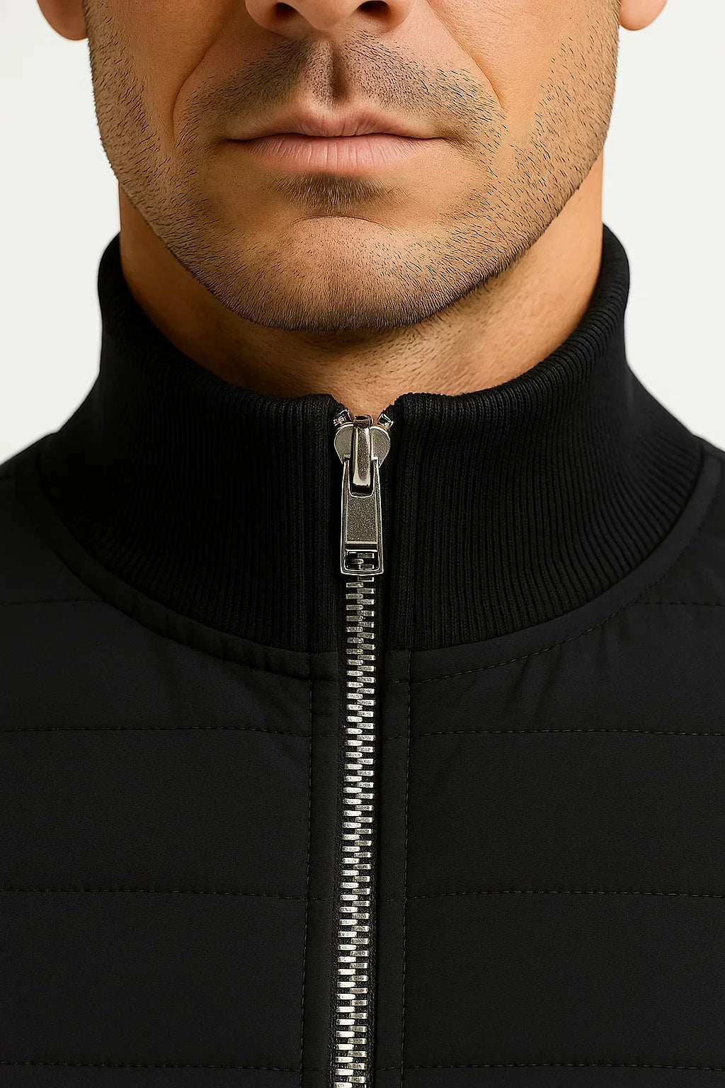 Men's Hybrid Quilted Jacket, Mock Neck, Long Sleeves, Zip