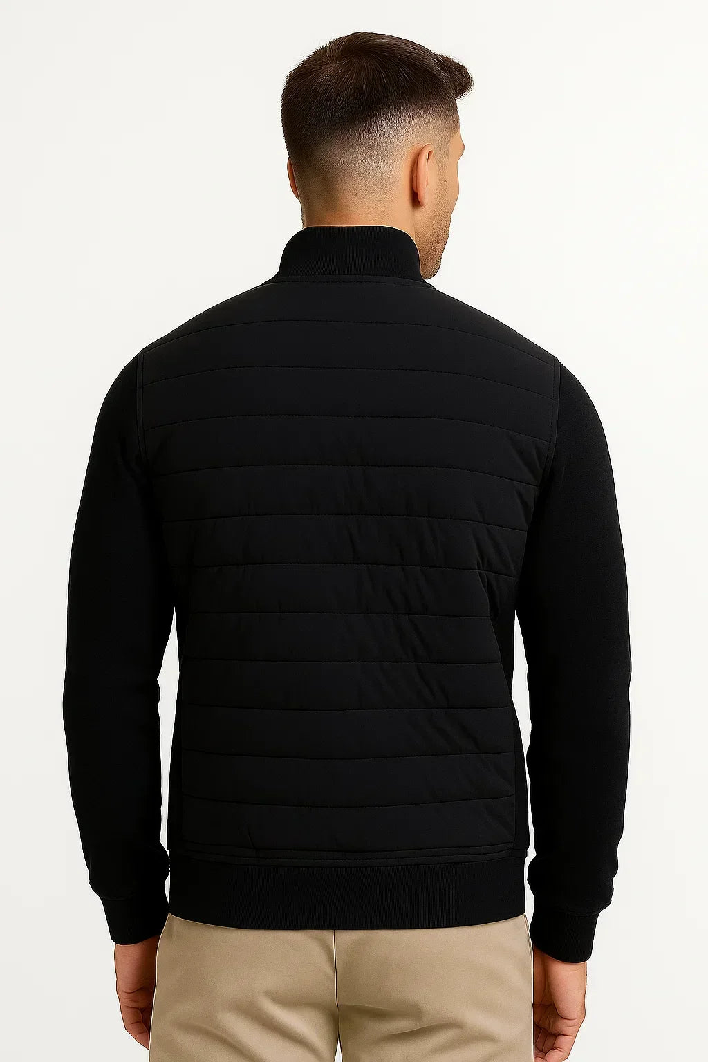 Men's Hybrid Quilted Jacket, Mock Neck, Long Sleeves, Zip