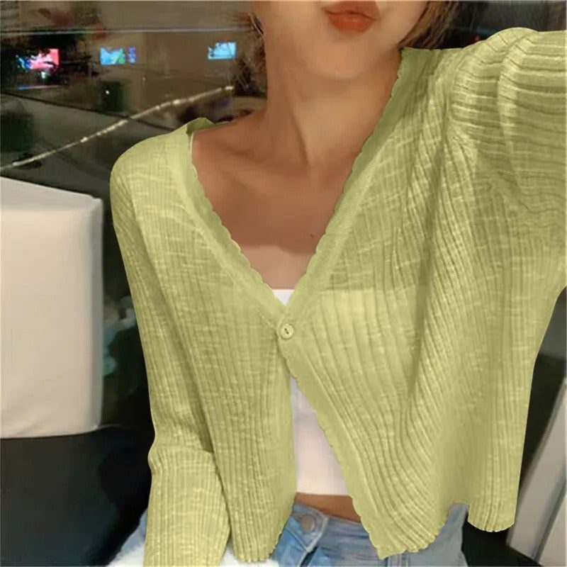 Atlanta | Ribbed Knit Cardigan with V-Neck for Women