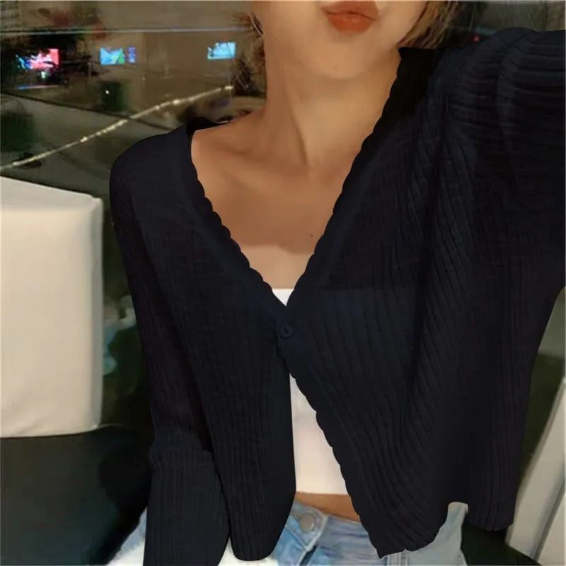 Atlanta | Ribbed Knit Cardigan with V-Neck for Women