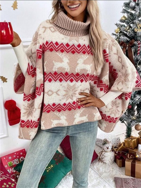 Auristela | Reindeer Oversized Turtleneck Sweater for Women