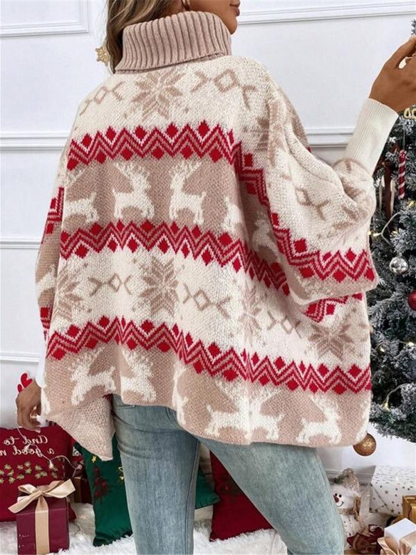 Auristela | Reindeer Oversized Turtleneck Sweater for Women