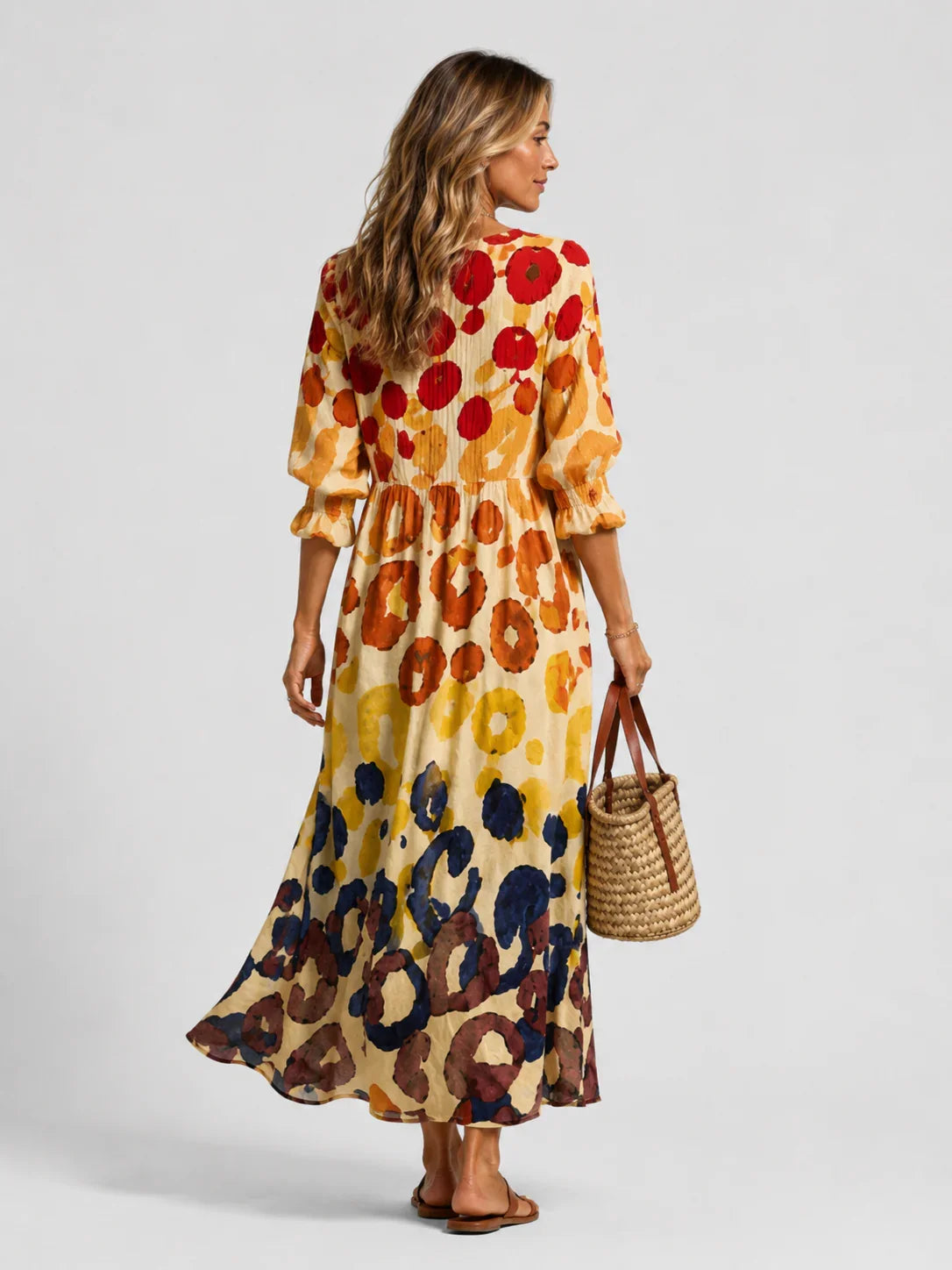 Ava | Printed Floral Sundress with Button Front and Tie Waist