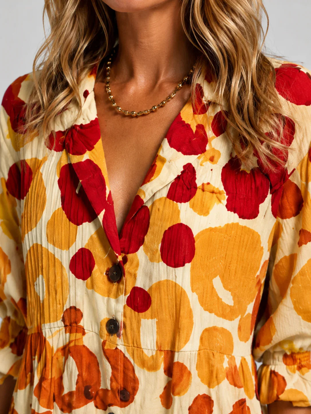 Ava | Printed Floral Sundress with Button Front and Tie Waist