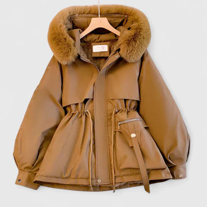 Avery | Padded Puffer Jacket with Fur Trim Hood for Women