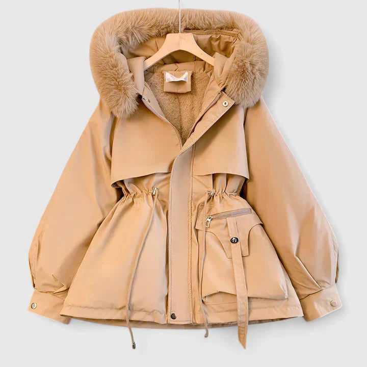 Avery | Padded Puffer Jacket with Fur Trim Hood for Women
