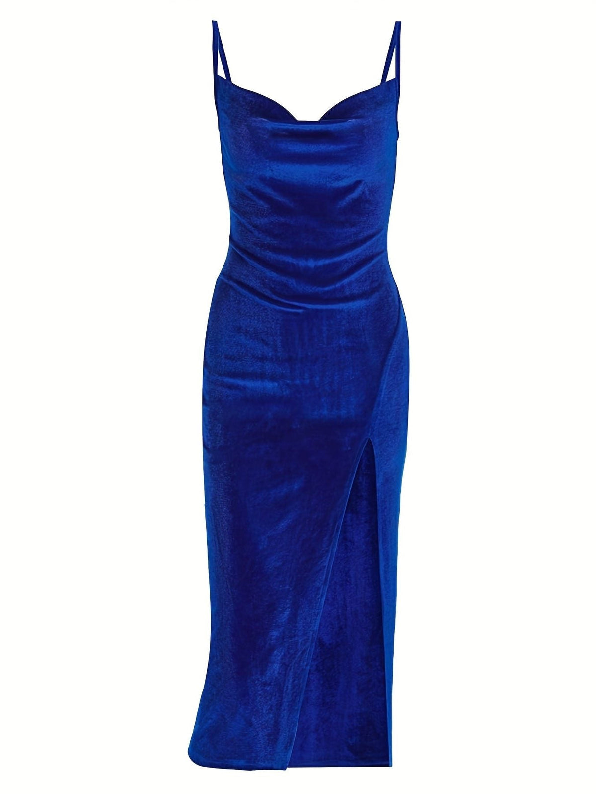 Ayla | Velvet Satin Slip Midi Dress with Leg Split for Women