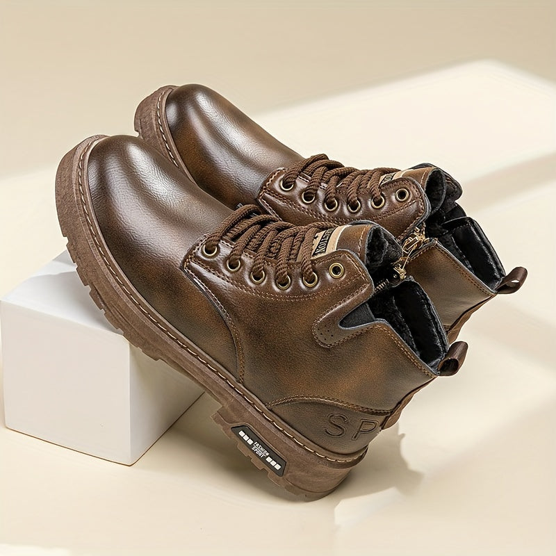 Women's Black Boots with Lace-Up and Cushioned Footbed | For Winter | Size 7-12.5 | Black, Dark Brown