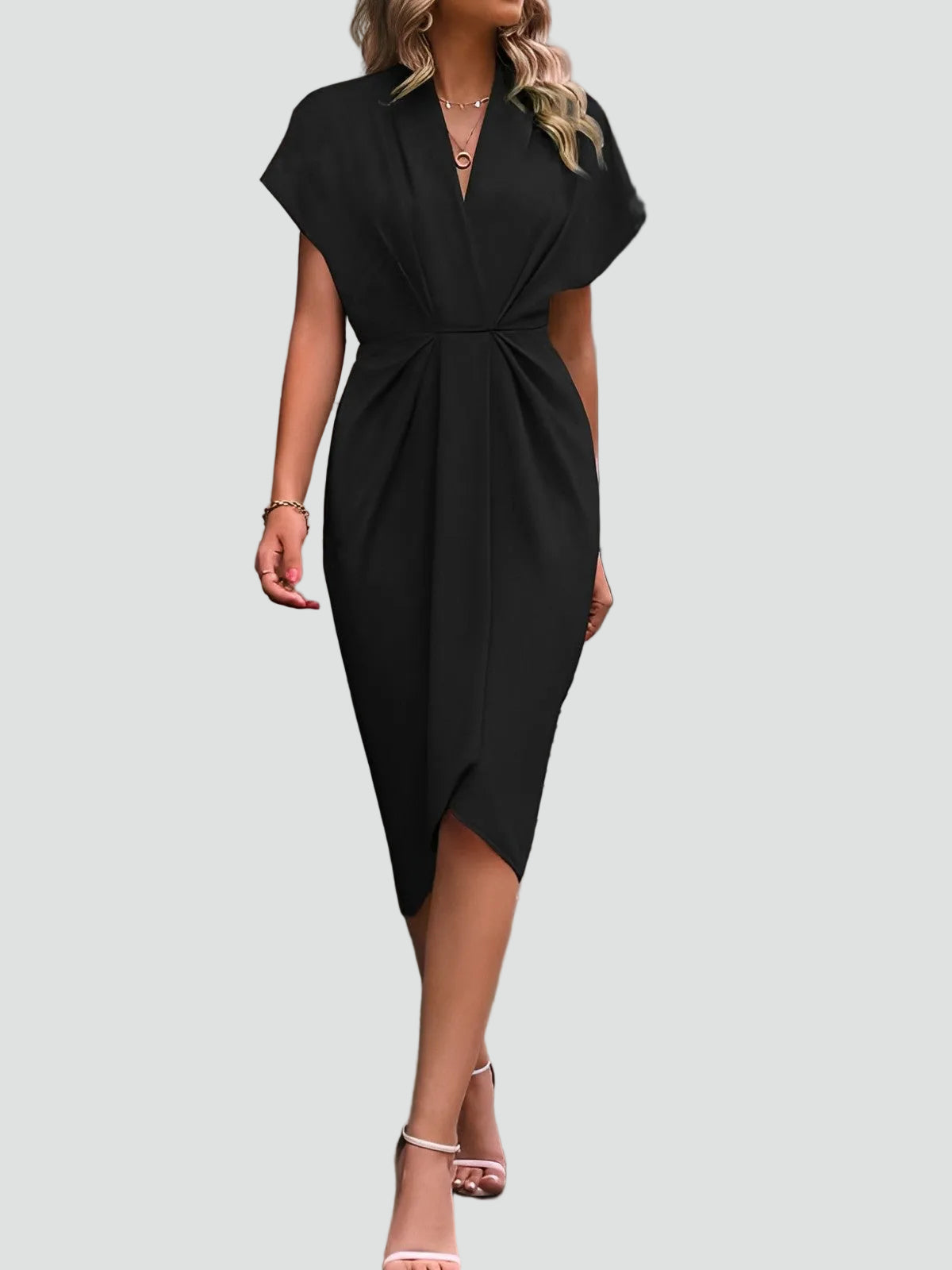 Mathilde Twist-Front Wrap Midi Dress